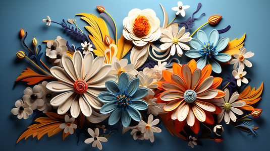 3D卡通花朵艺术概念图背景图片