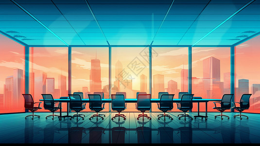 企业内部法律高层企业大楼中的会议室插画
