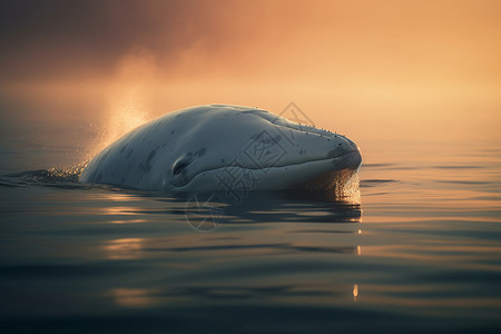 海面上鲸鱼海面上的白鲸背景