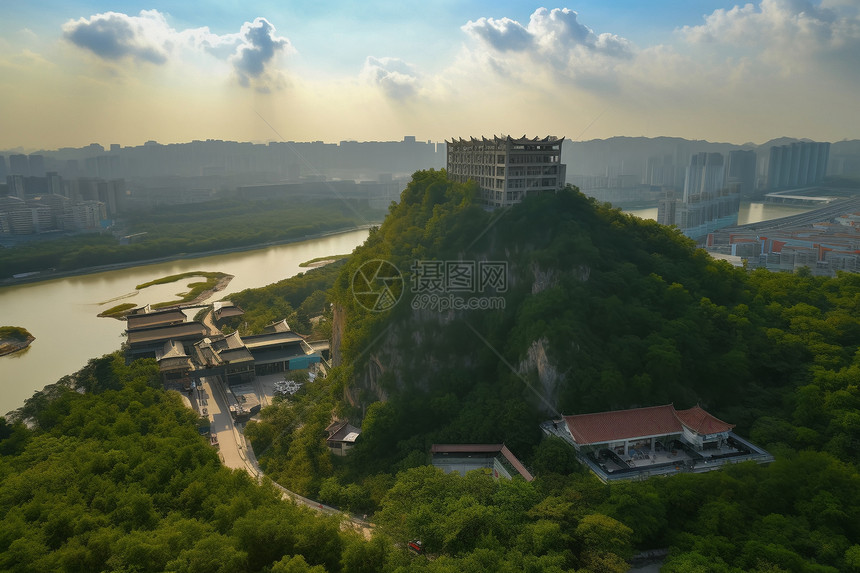 城市中的山峰景观图片