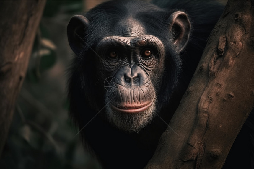 野生黑猩猩的特写镜头图片