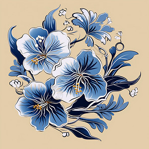 图纹设计芙蓉花纹插画