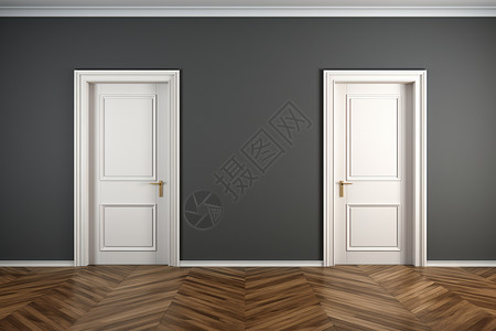 白色的室内房间门背景图片