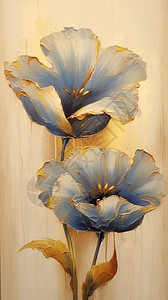 油画风格盛开的花朵背景图片