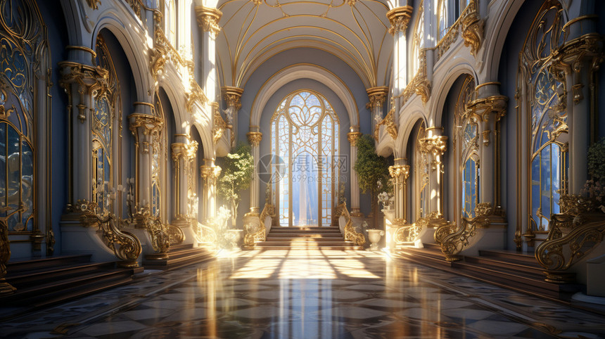 明亮的古典欧式大厅图片