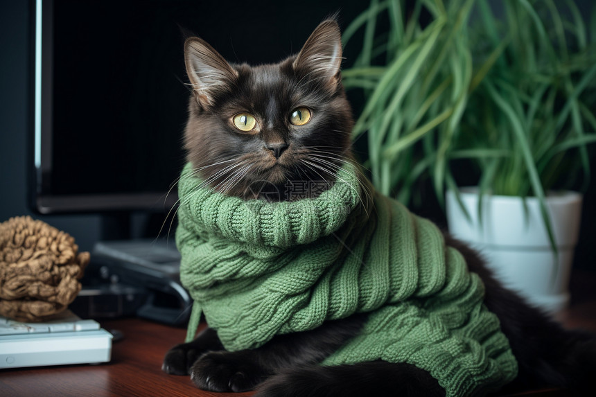 穿毛衣的可爱猫咪图片