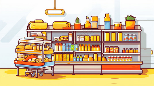 购物超市插画背景图片