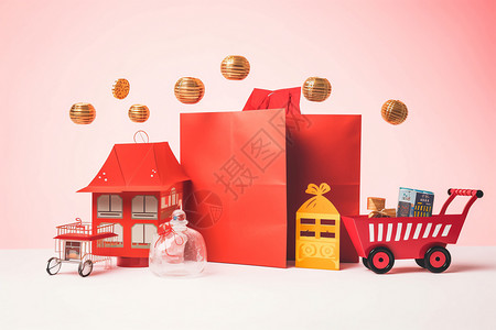 圣诞购物优惠劵创意网购海报设计图片