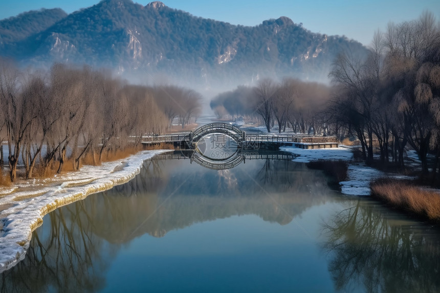 冬天宁静的湖面图片