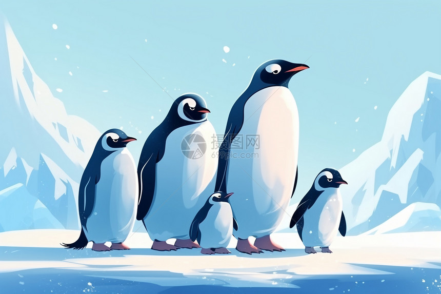 卡通风格的企鹅图片
