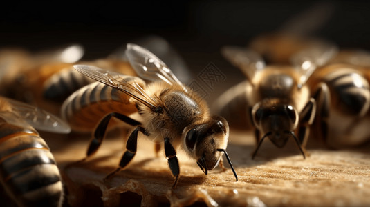 蜂箱中人工养殖的蜜蜂图片