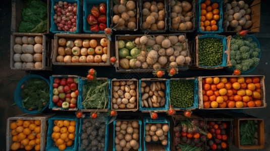 市场摊位上的销售的农产品图片