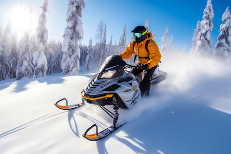 雪上驾驶摩托高清图片
