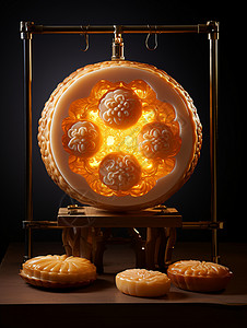 西式茶点3D精美东方月饼设计图片