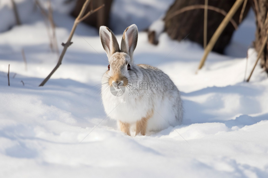 雪地里的兔子图片