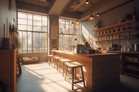 工业风简约的咖啡店背景图片