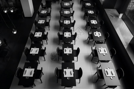 黑白餐厅极简风格的快餐餐厅设计图片