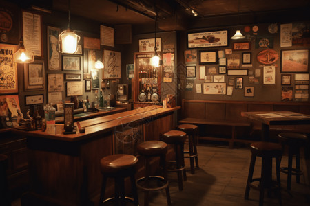 复古餐饮酒吧背景图片