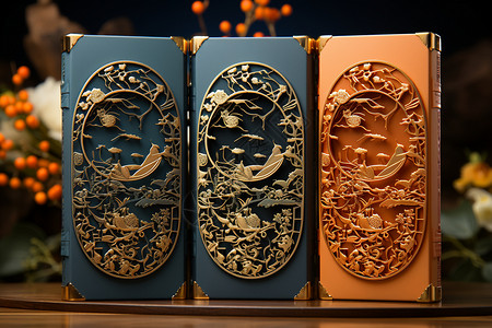 中国分海报设计中国传统优雅月饼包装设计背景
