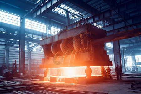 金属铸造工厂里的冶金设备设计图片