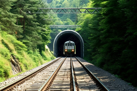 开往山洞的列车高清图片