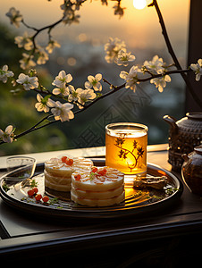 中式花灯海报月饼东方美学背景