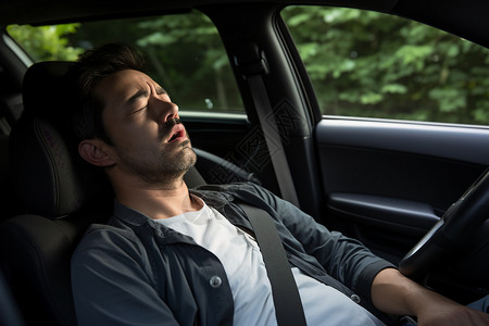 开车打瞌睡中年男性疲倦打瞌睡背景