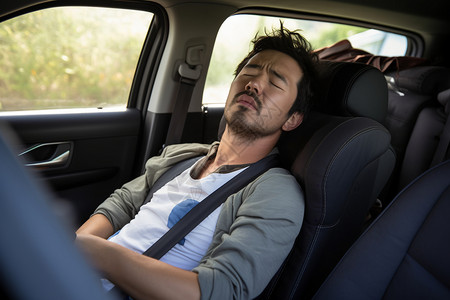 车里休息乘客疲倦打瞌睡背景