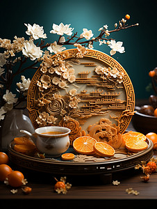 中国传统月饼东方美学图片