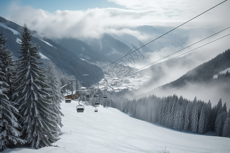 雪山索道雪山的美丽景色背景