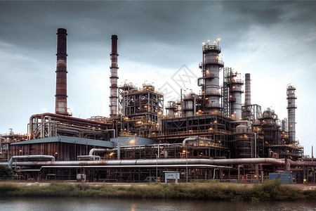 一座大的炼油工厂图片