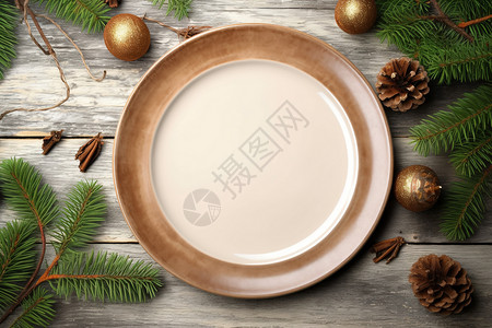 瓷器器皿圣诞菜肴高清图片