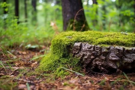 松树桩上的苔藓背景图片