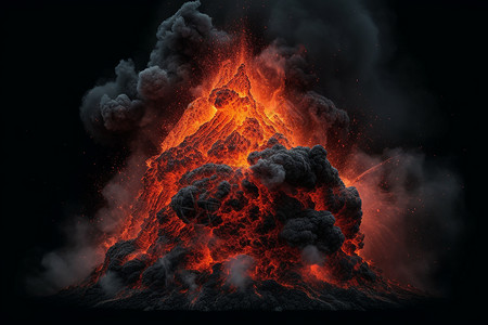 火爆发爆发的火山口背景