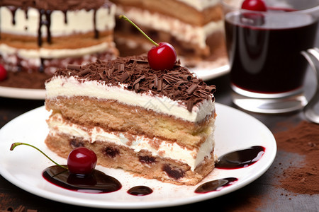 樱桃奶油巧克力蛋糕图片
