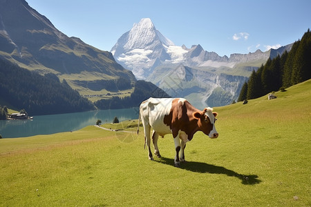 户外草地上的奶牛图片