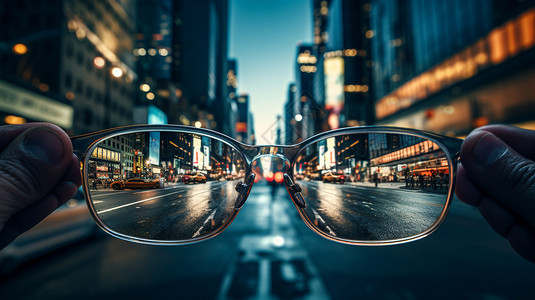 街道镜头超广角眼镜设计图片