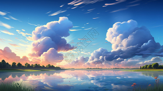 天空云朵插画图片