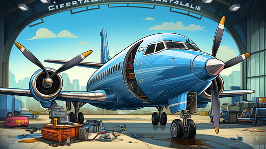 飞机维修插画背景图片