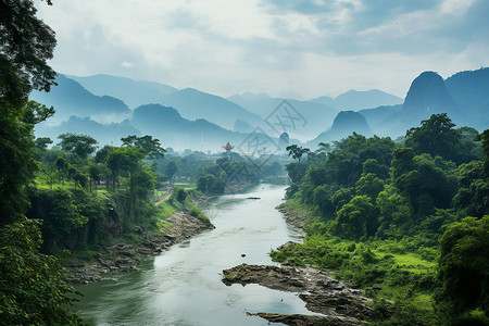 美丽的山间溪流图片