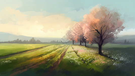 春天美丽的田地背景图片