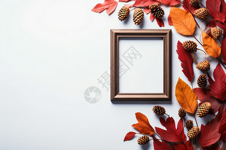 秋季枫叶装饰标签落叶装饰墙面相框背景背景