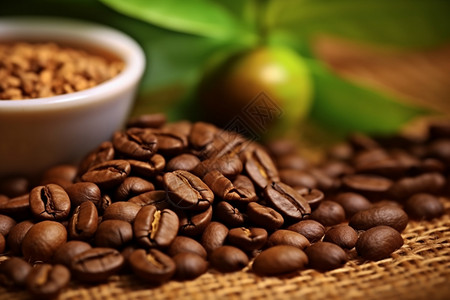 天然的咖啡豆背景图片