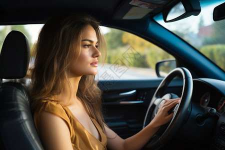 驾驶汽车的女孩图片