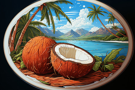 热带海岸旁的椰子图片