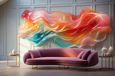 抽象流体的沙发背景墙图片
