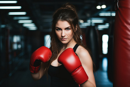 拳击武术健身房里训练力量的女士背景