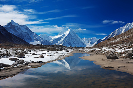 尼泊尔喜马拉雅山珠穆朗玛峰的美丽景色背景
