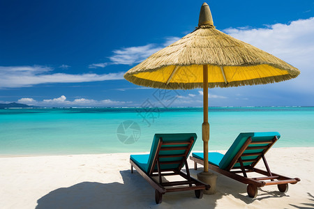 海滩日光浴夏季马尔代夫豪华岛屿海滩度假背景