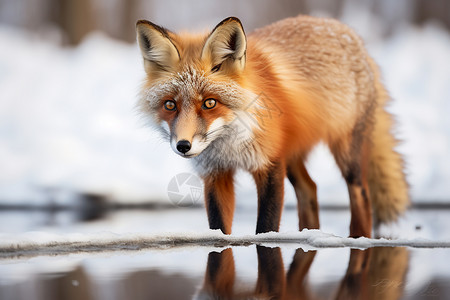 红狐狸毛皮狩猎雪高清图片